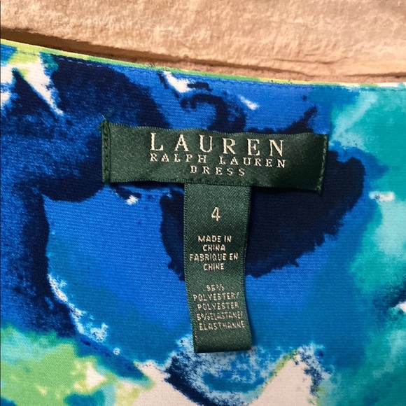Ralph Lauren LRL Dress Womens Size 4Green Floral Stretch Surplice SheathCorpcore - Picture 8 of 11